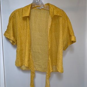 Urban Outfitters Yellow Tie Front Shirt
